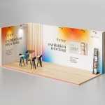 Free Exhibition Stall, Display Booth Mockup PSD Set