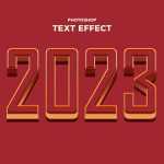 Free Extrude style 2023 Photoshop Text Effect PSD