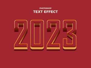 Free Extrude style 2023 Photoshop Text Effect PSD