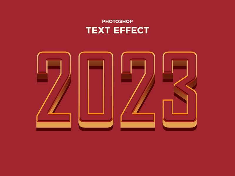 Free Extrude style 2023 Photoshop Text Effect PSD