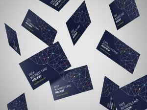 Free Falling Business Cards Mockup