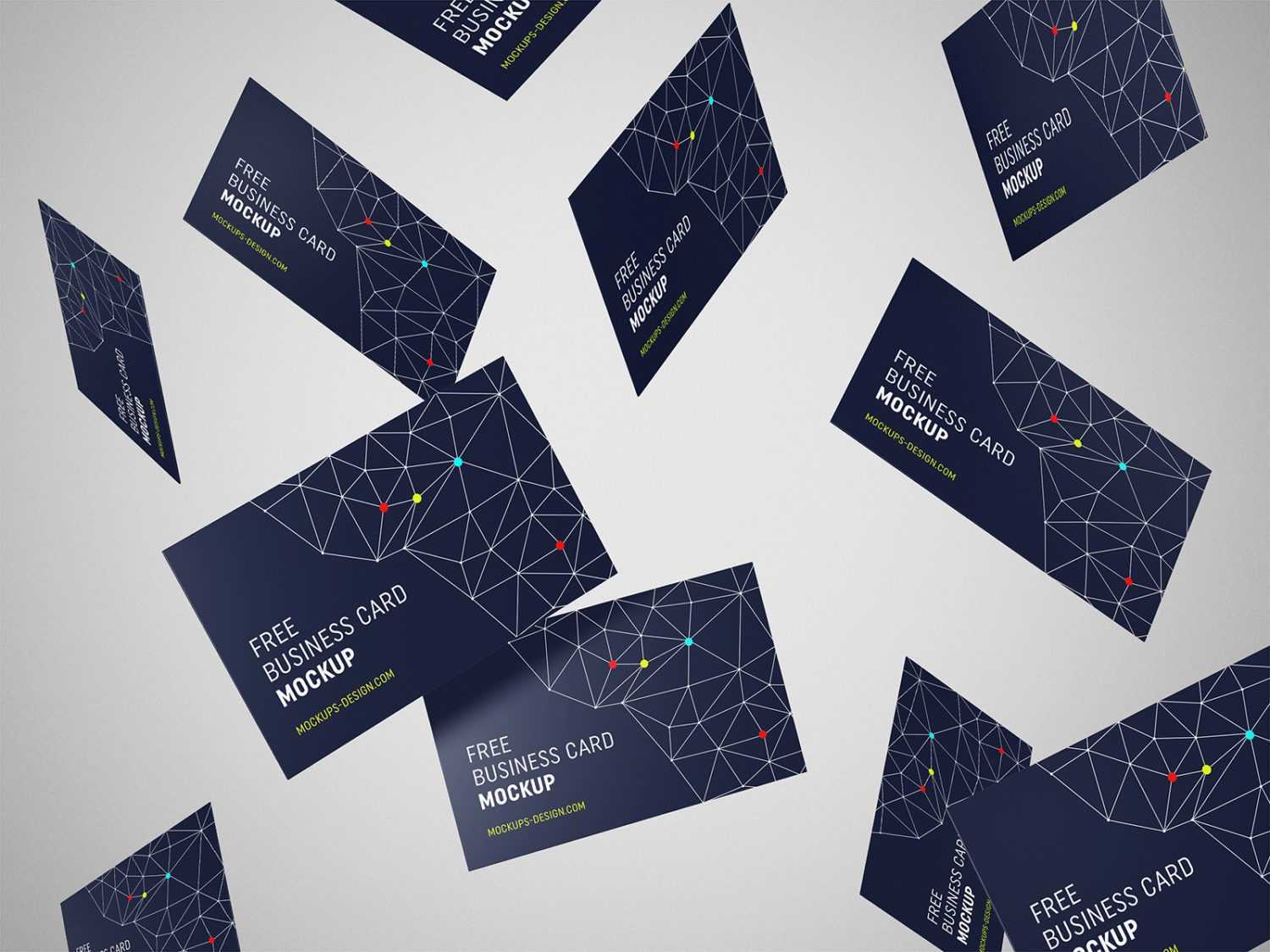 Free Falling Business Cards Mockup