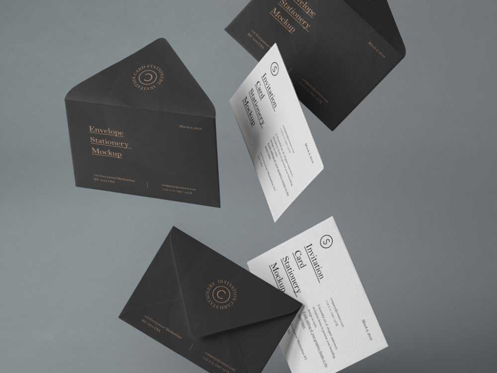 Free Falling Envelopes and Cards Mockup PSD
