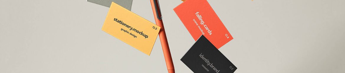 Free Falling Gravity Business Cards Mockup PSD