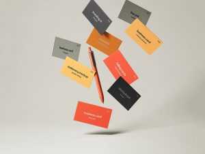 Free Falling Gravity Business Cards Mockup PSD