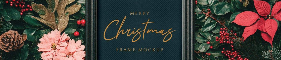 Free Festive Xmas Frame Mockup PSD