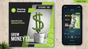 Free Finance Podcast Cover Art Design PSD Template
