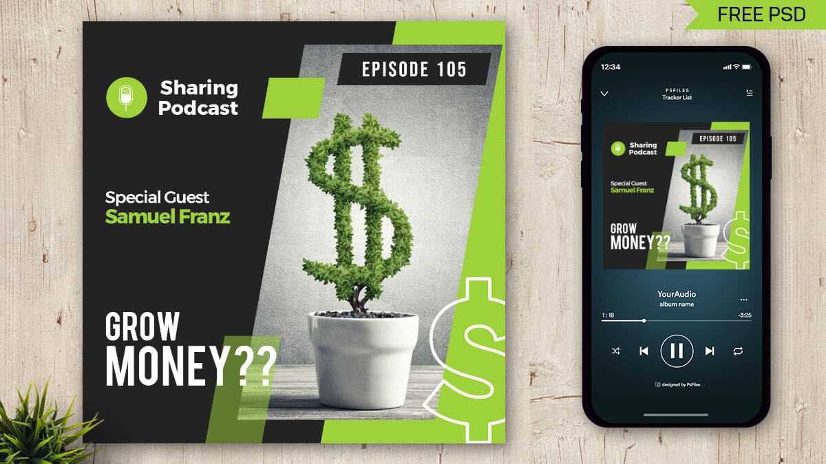 Free Finance Podcast Cover Art Design PSD Template