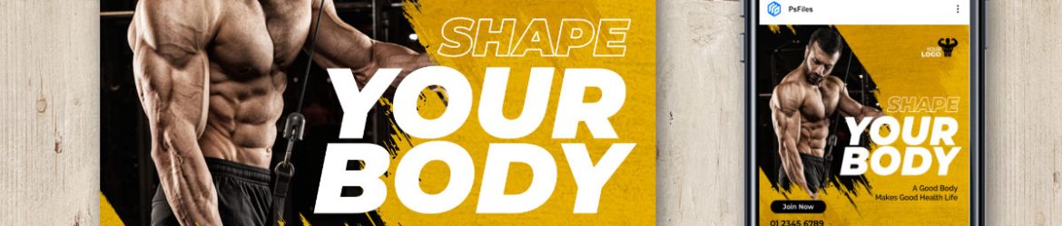 Free Fitness Gym Centre Social Media Post PSD Template 06