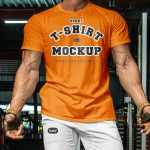 Free Fitness Sports Man T-Shirt Mockup PSD