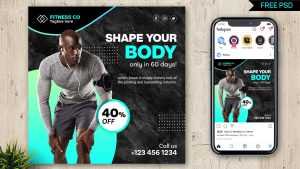 Free Fitness Training Social Media Post PSD Template