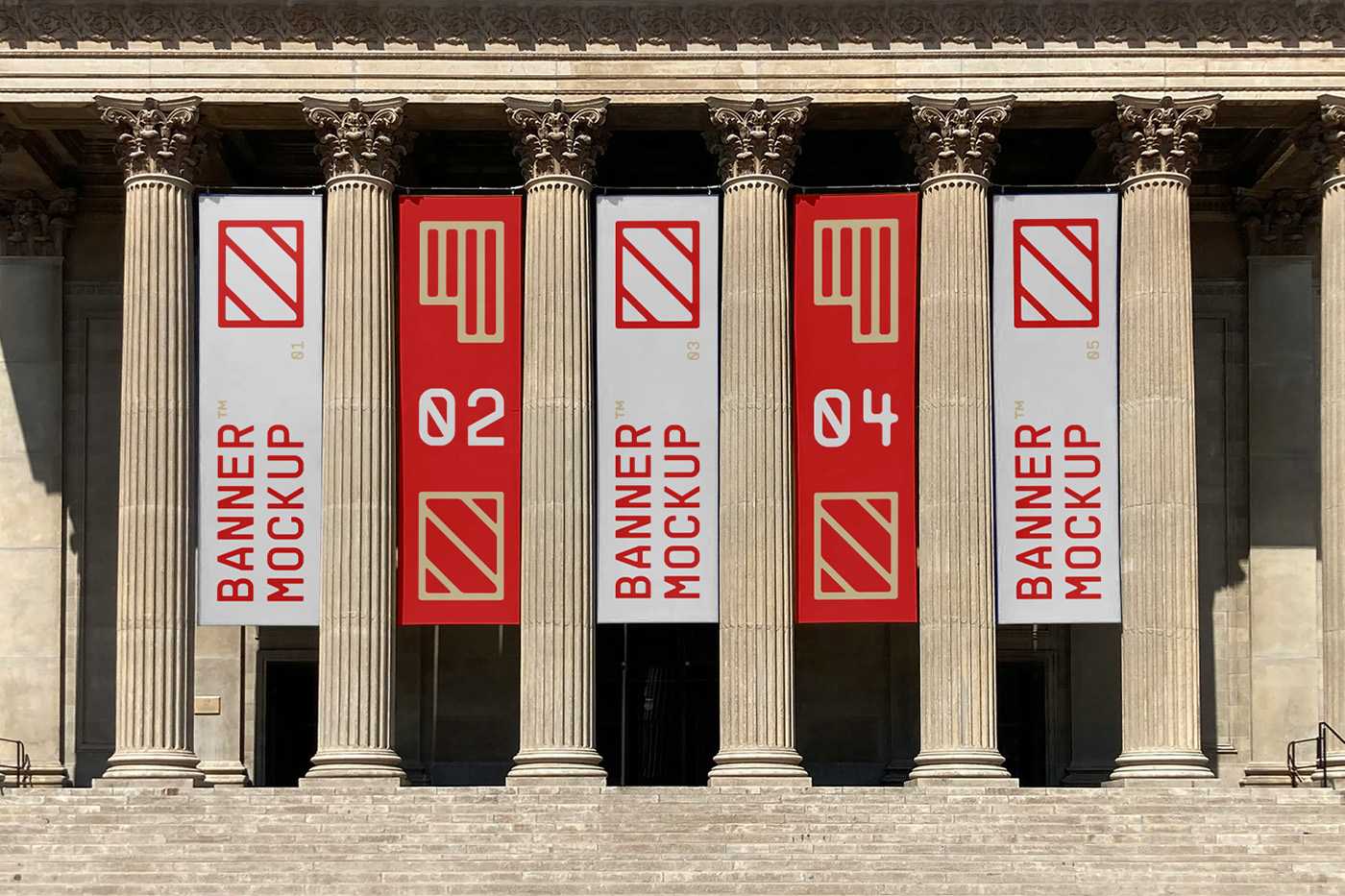 Free Five Hanging Banner Mockups