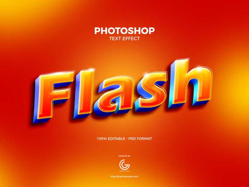 Free Flash Line and Extrude Photoshop Text Effect PSD