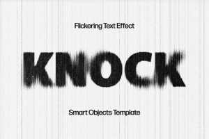 Free Flickering Blurred Line Text Effect PSD Mockup
