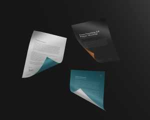 Free Floating A4 Paper Mockup PSD