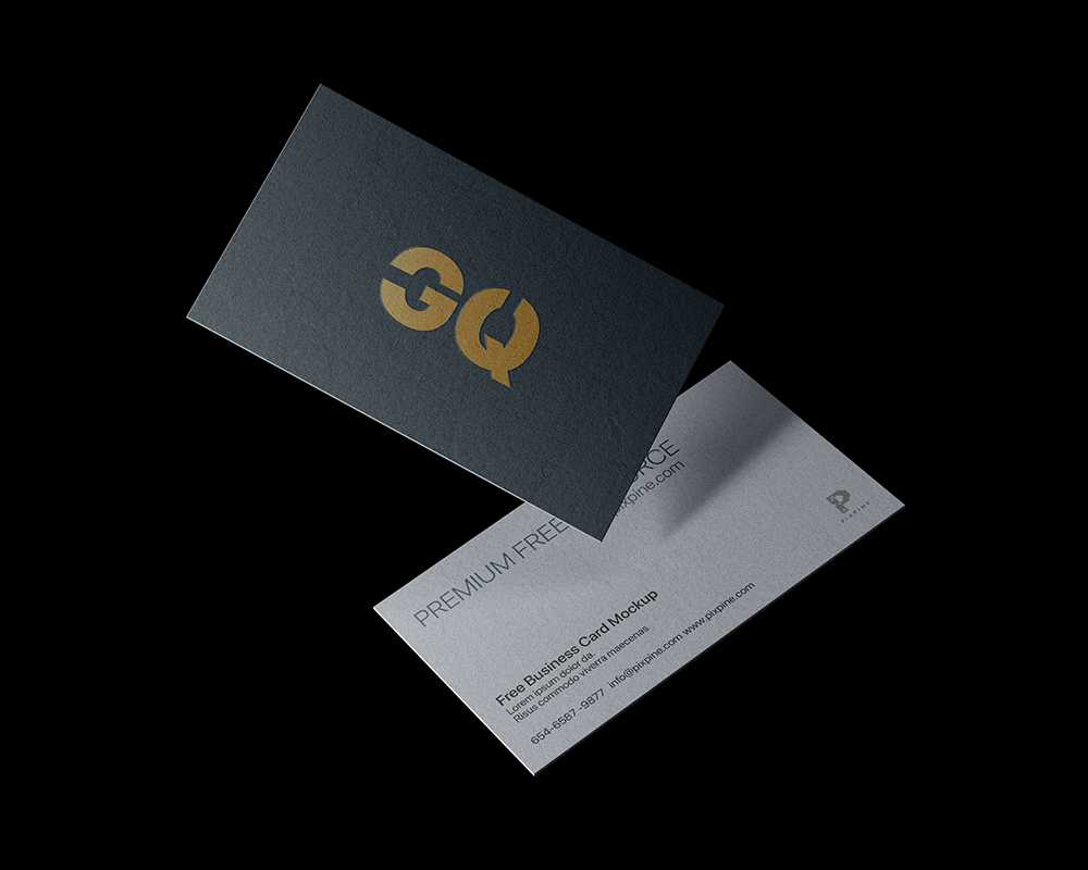 Free Floating Business Card Mockup