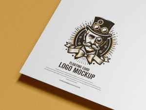 Free Floating Card Logo Mockup PSD