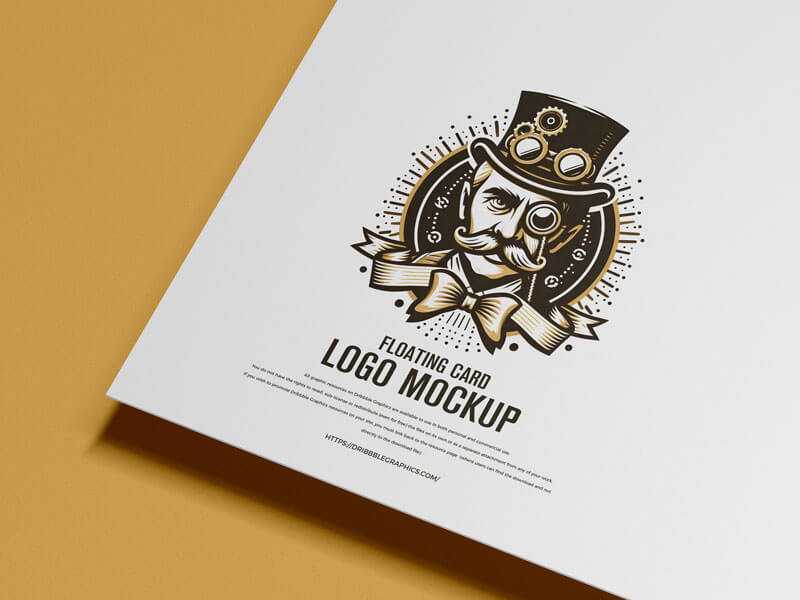Free Floating Card Logo Mockup PSD