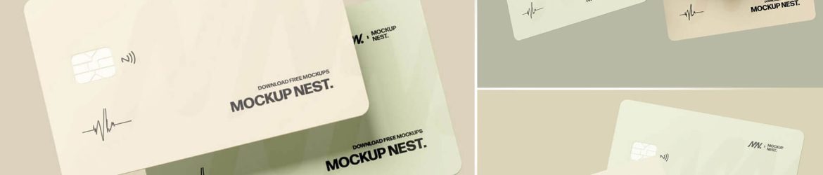 Free Floating Credit Card Mockup PSD Set