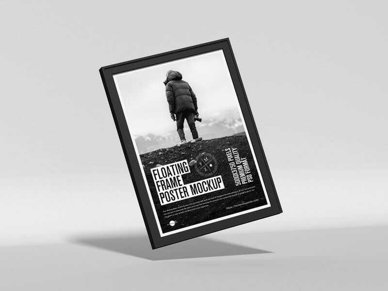 Free Floating Frame Poster Mockup PSD