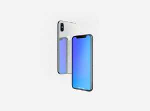 Free Floating iPhone X with Reflection Mockup PSD