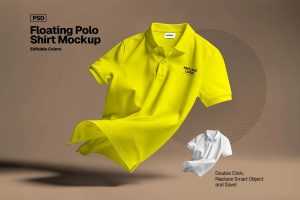 Free Floating Polo T-Shirt Mockup PSD - Editable Apparel Branding Mockup for USA Designers