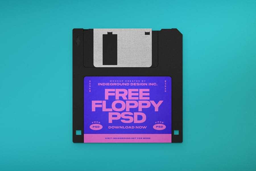 Free Floppy Disk Mockup PSD