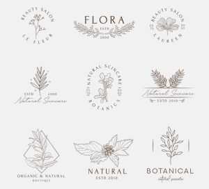 Free Floral Outline logo design Ideas in Vector, PSD template