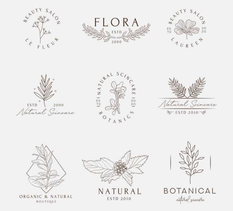 Free Floral Outline logo design Ideas in Vector, PSD template