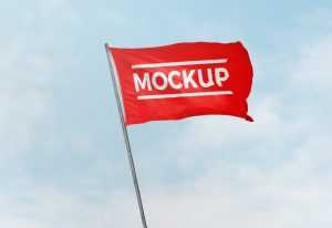 Free Flying Flag Mockup PSD