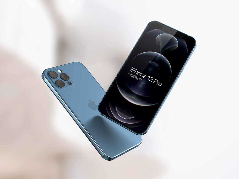 Free Flying iPhone 12 Pro Mockup PSD PSD