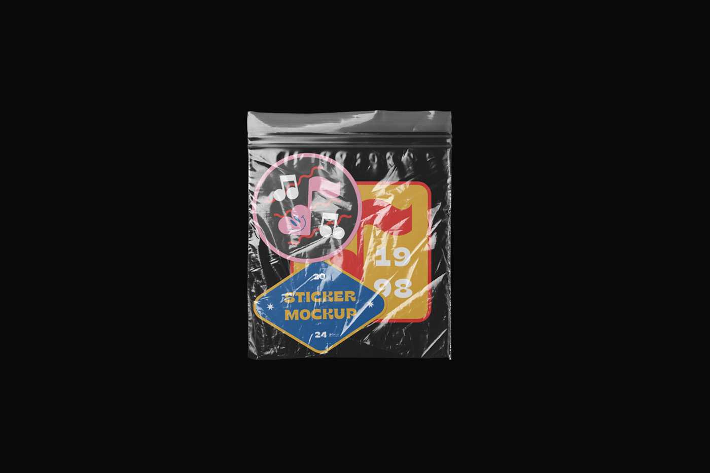 Free Foil with Three Sticker Mockup