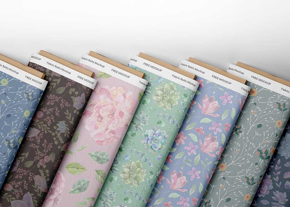 Free Folded Fabric Bolts Mockup PSD