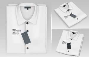 Free Folded Men’s Shirt Mockup With Tag Mockup PSD set