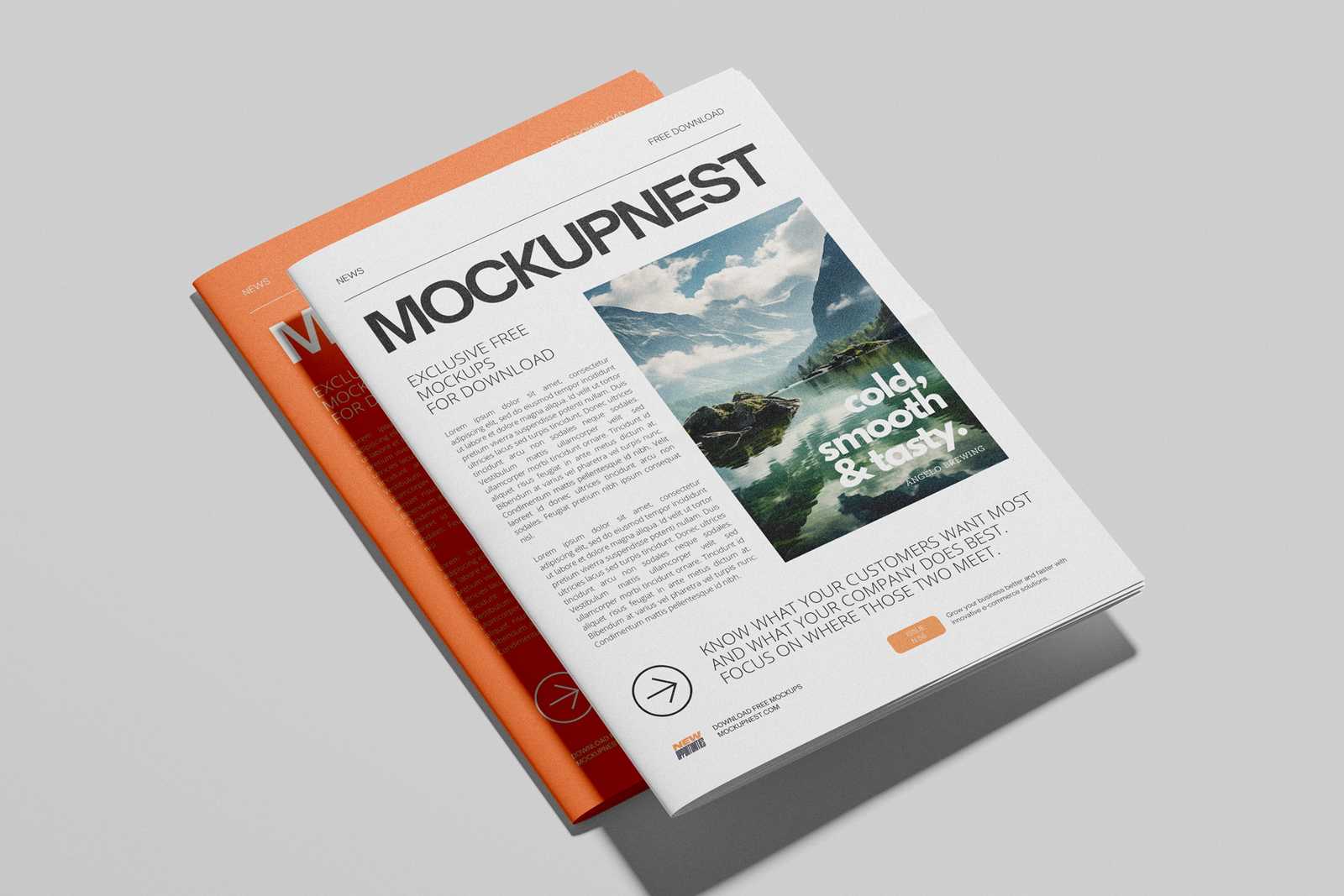 Free Folded Newspaper Mockup on Clean Minimal Background