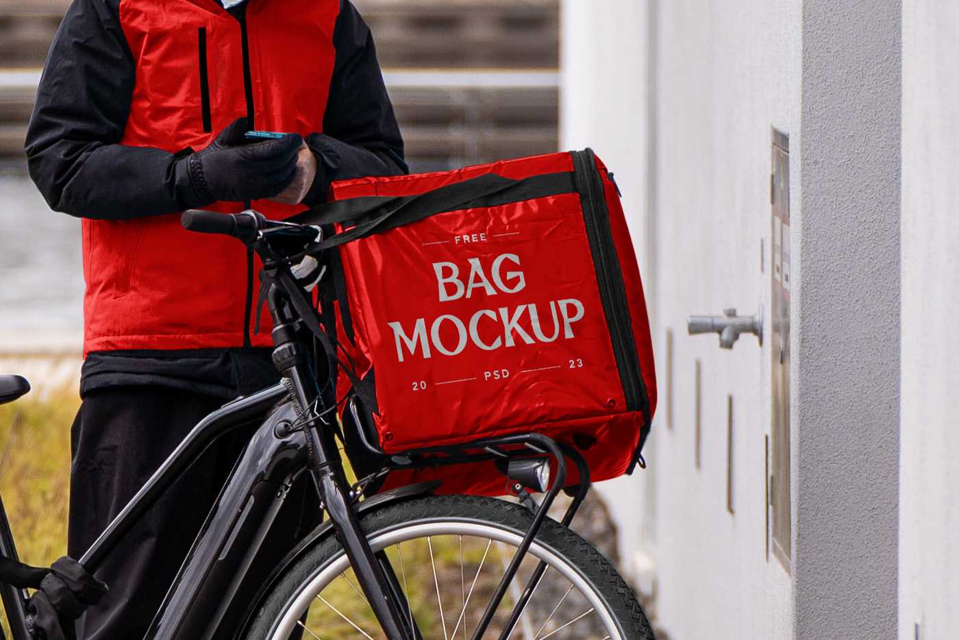 Free Food Delivery Man Mockup
