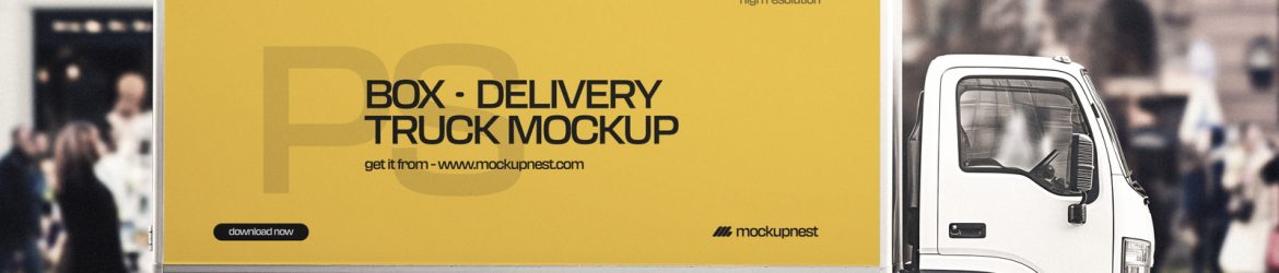 Free Food Delivery Truck Mockup