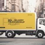 Free Food Delivery Truck Mockup