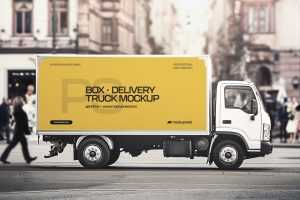 Free Food Delivery Truck Mockup