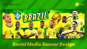 Free Football World Cup Brazil Team Banner Design PSD Download