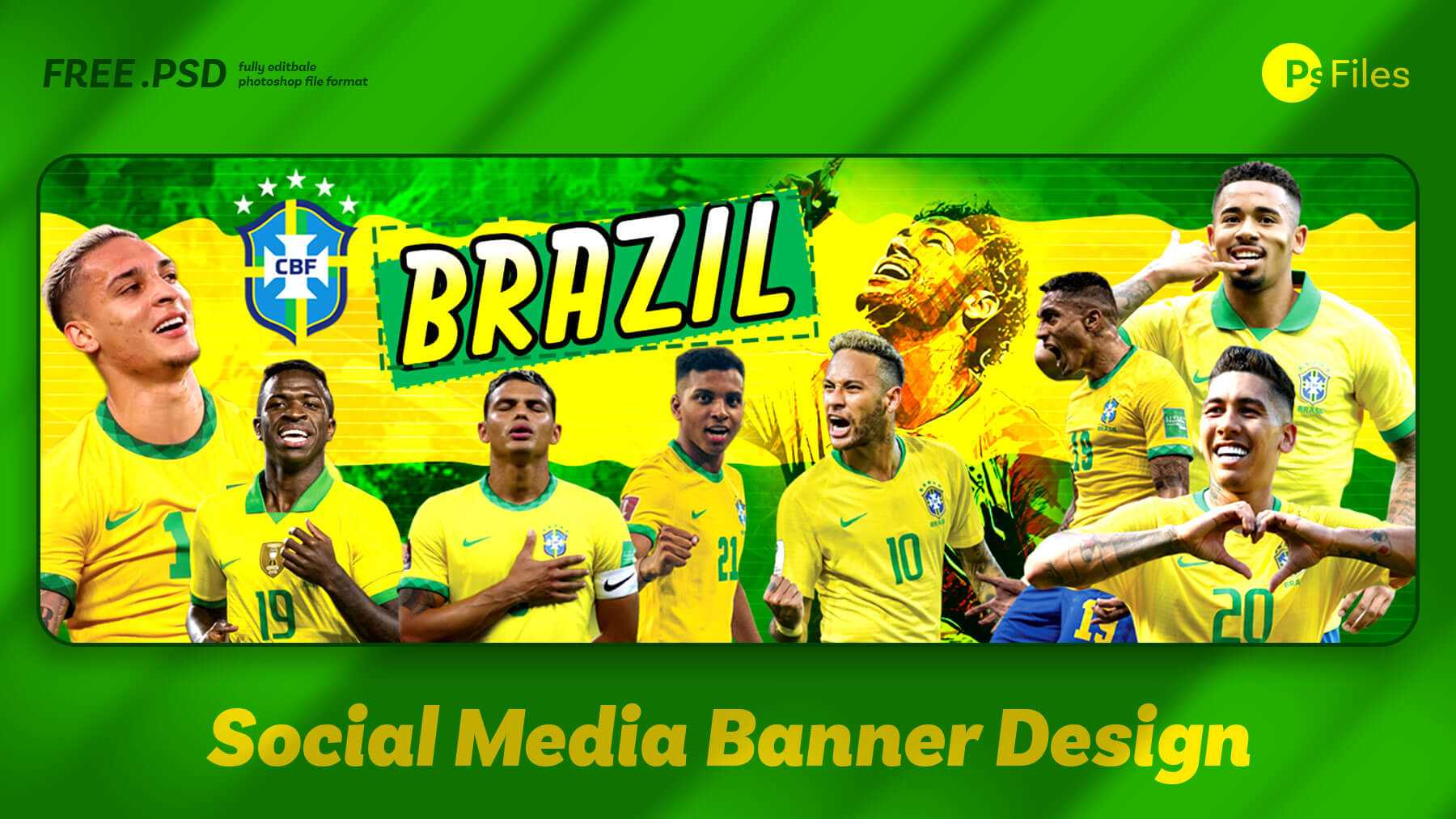 Free Football World Cup Brazil Team Banner Design PSD Download