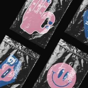 Free Four Foils with Sticker Mockup