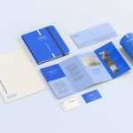 Free Four Fold Flyer with Business Stationery Mockup PSD set