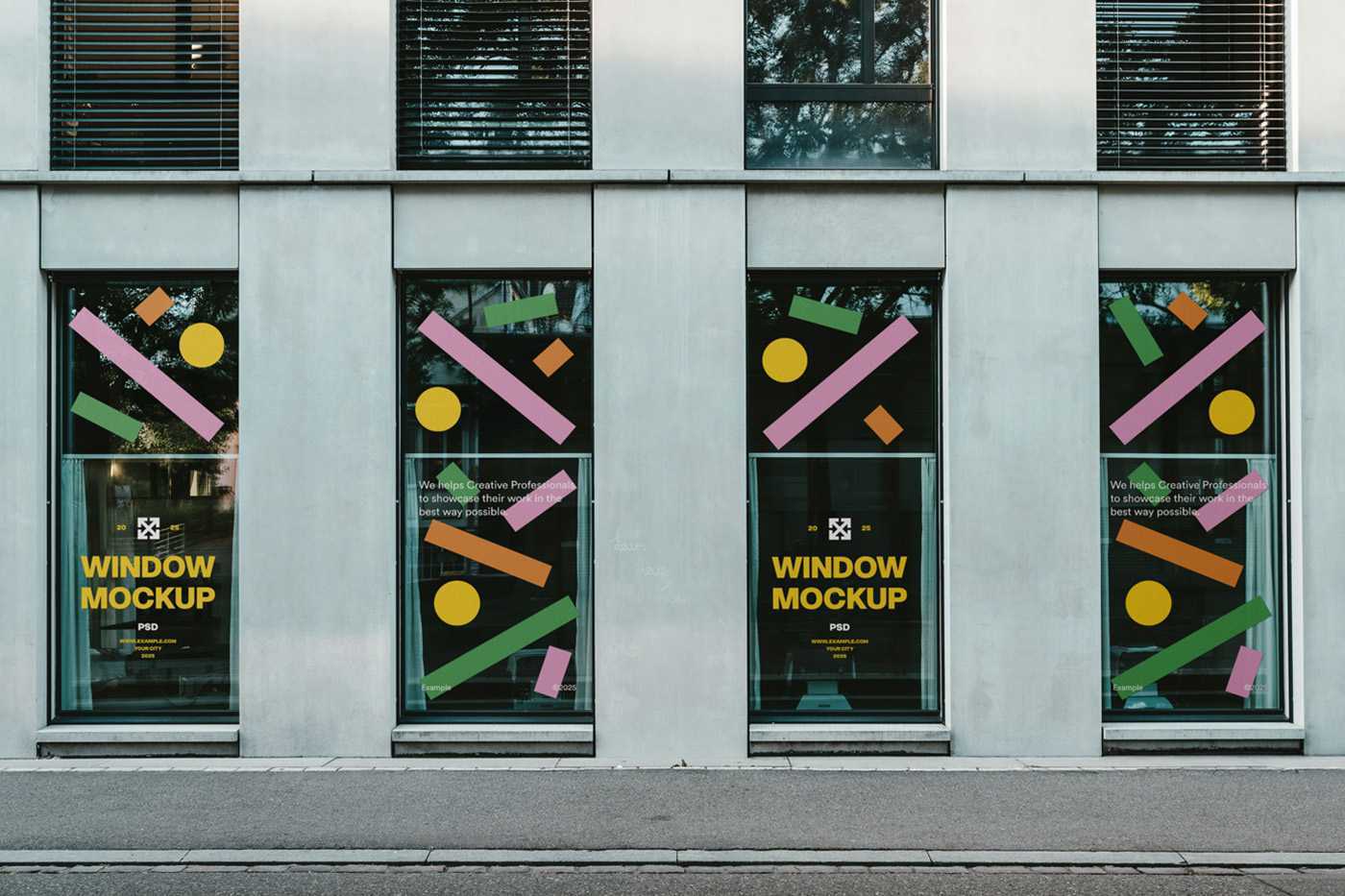 Free Four Front View Window Mockups