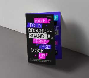 Free Free Branding Half Fold Brochure Mockup PSD PSD