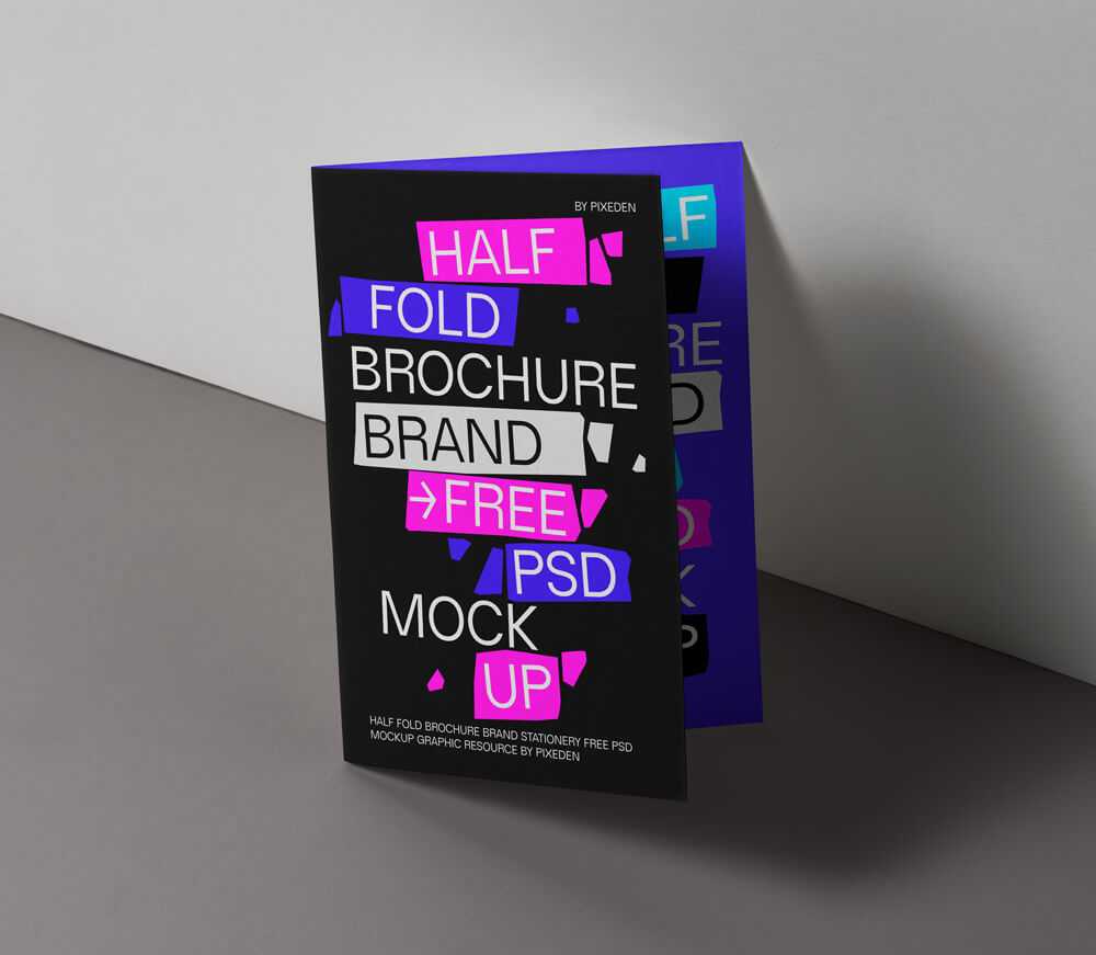 Free Free Branding Half Fold Brochure Mockup PSD PSD