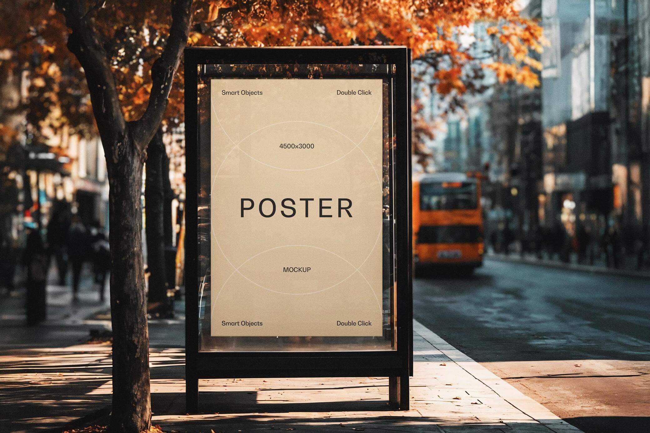 Free Free Bus Stop Poster Mockup PSD PSD