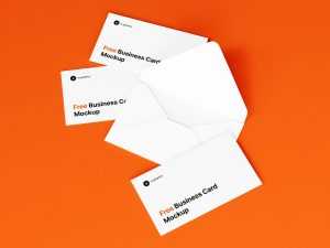 Free Free Business Cards with Envelope Mockups PSD