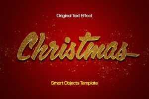 Free Free Christmas Gold Glitter Text Effect PSD Template