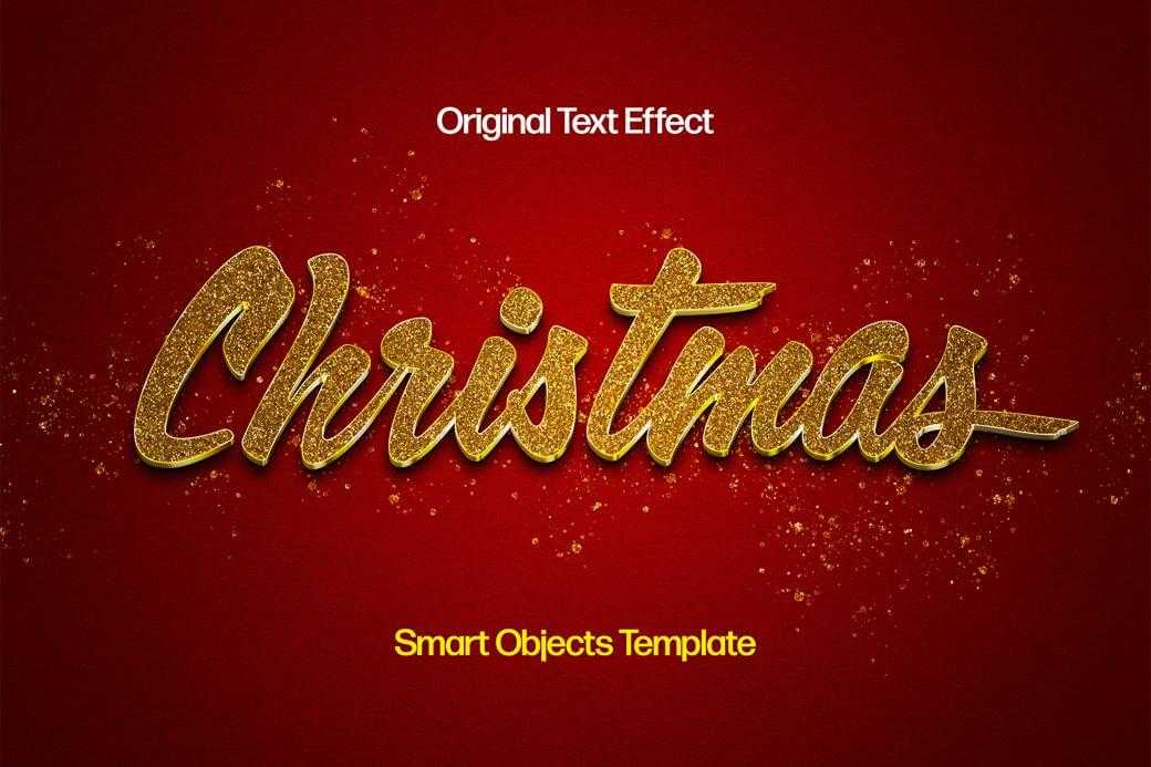 Free Free Christmas Gold Glitter Text Effect PSD Template